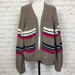 Xirena Lander Cardigan Sweater Size M Alpaca Blend Brown Stripe